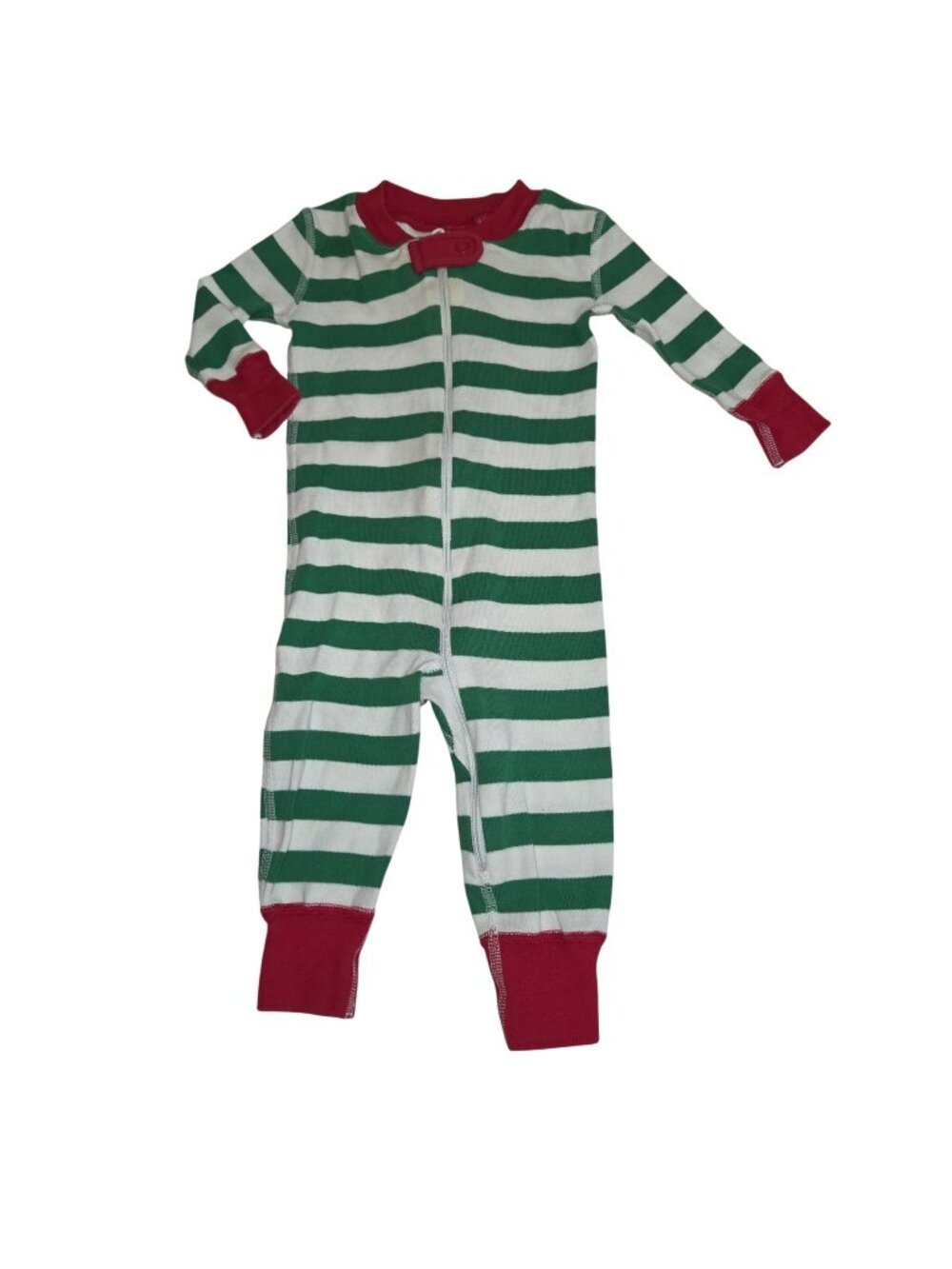Hanna Andersson  3/6 M Baby Pajamas Green White Stripe 4344